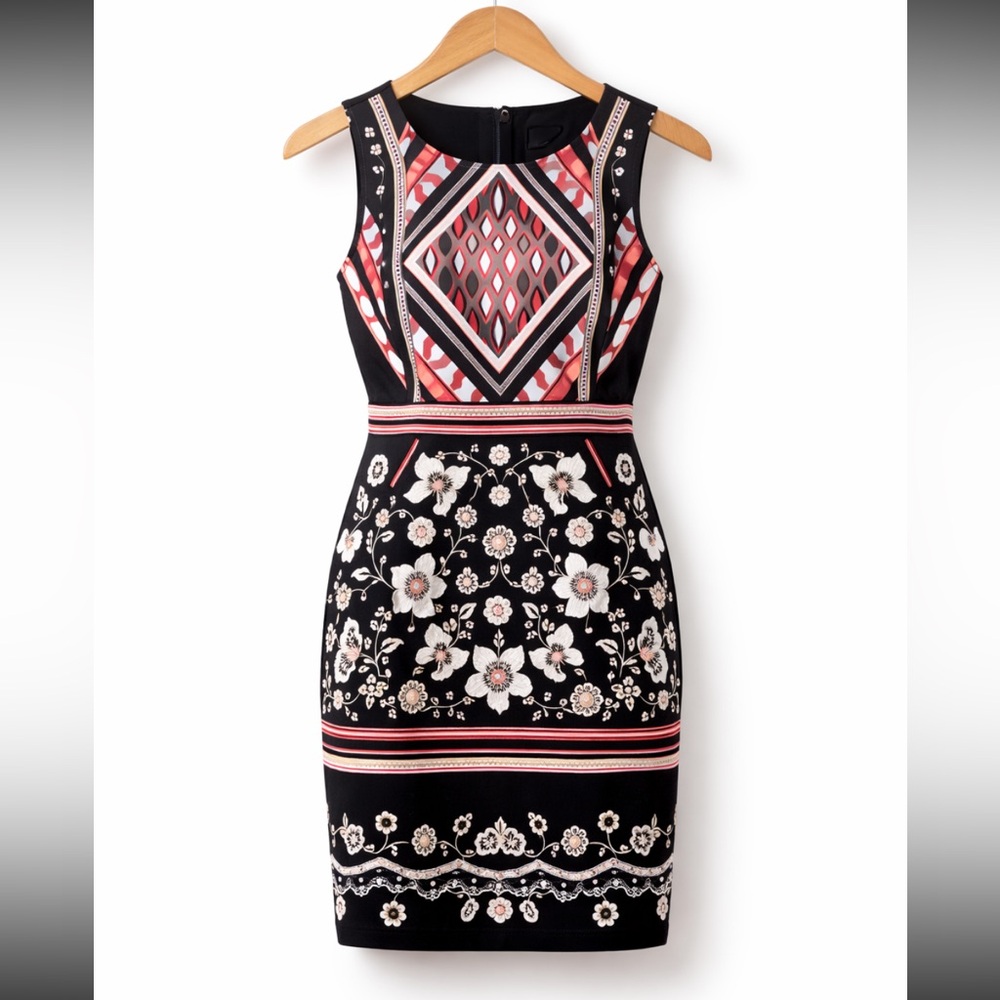 NWT Venus Geometric Patterned Sleeveless Dress Size S.
